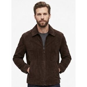 Banana Republic Jacket Mens Brown Sz M(Fits L)Raw Hyde Single Stitch Leather Y2K